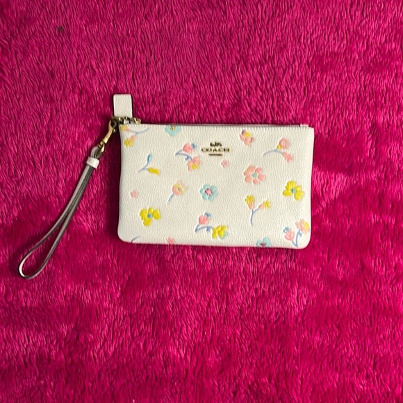 Coach Small Wristlet With Watercolor Floral Print - Picture 1 of 6